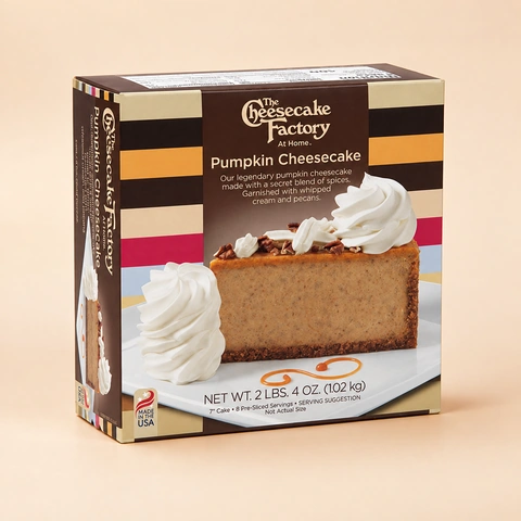 The Cheesecake Factory At Home Pumpkin Cheesecake — standing retail box