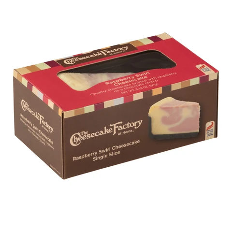 The Cheesecake Factory At Home Raspberry Swirl Single Slice Cheesecake — angled box
