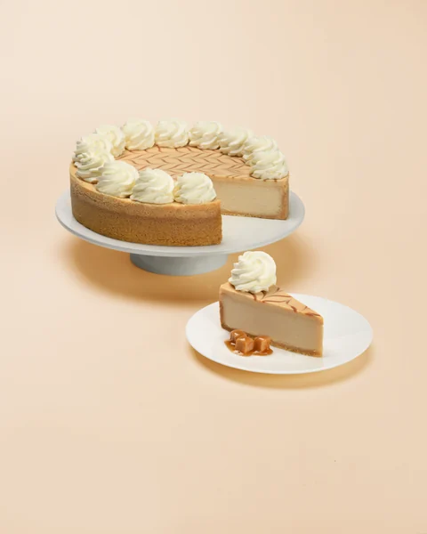Dulce De Leche — whole cake and plated slice