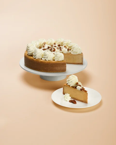 Pumpkin — whole cake and plated slice