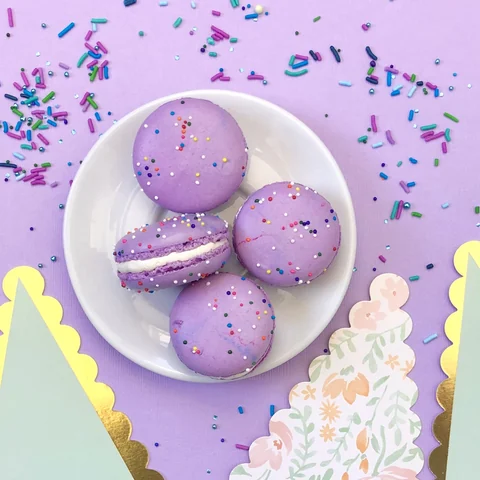 Coveted Cakes Premium Macarons — Birthday Cake flavour