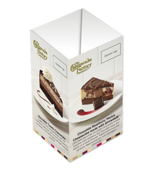 The Cheesecake Factory Bakery multi-panel table tent example