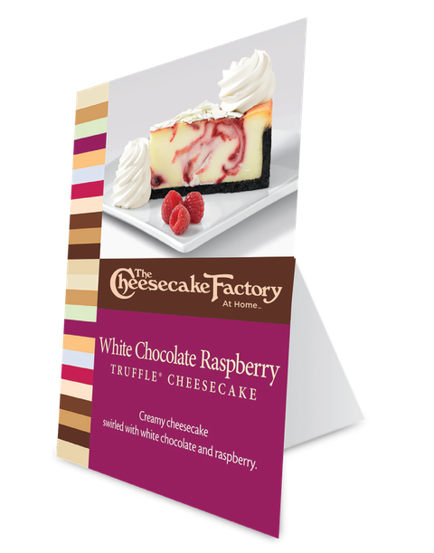 The Cheesecake Factory At Home White Chocolate Raspberry Truffle Cheesecake counter card example