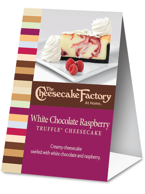 The Cheesecake Factory At Home White Chocolate Raspberry Truffle Cheesecake table tent example